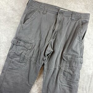 Wrangler Cargo Pants Mens 34x32 Gray Cotton Khaki 70BRWAH Utility Work